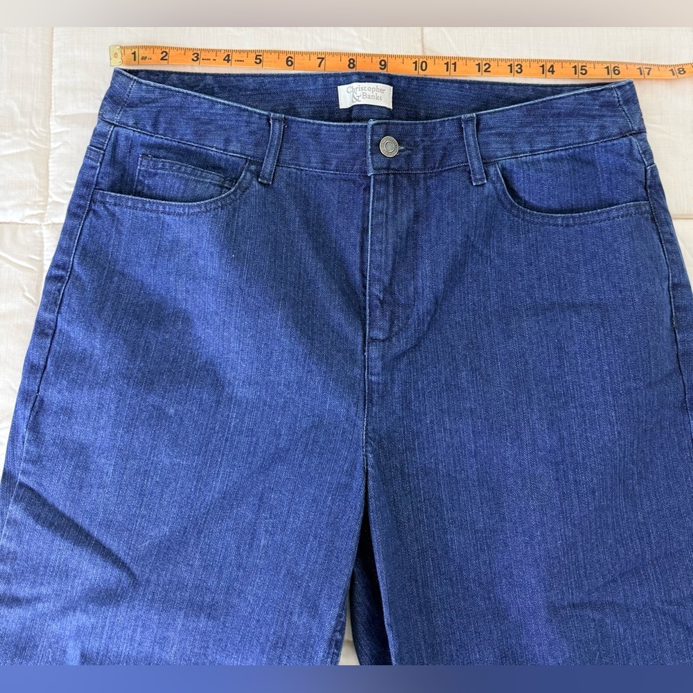 Christopher & Banks denim Cottagecore cherry Daisy floral garden crop pants 12 - Picture 10 of 11